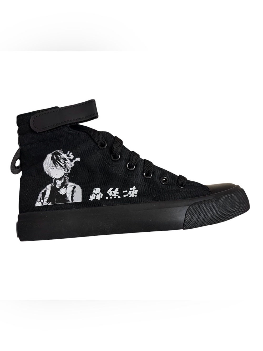 S47 Anime MHA Black High-Top Canvas Unisex HAWKS Bakugou Sneakers Todoroki NEW